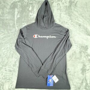 Boy's Champion Long Sleeve Hooded Tee Size XL 18-20 Black NWT